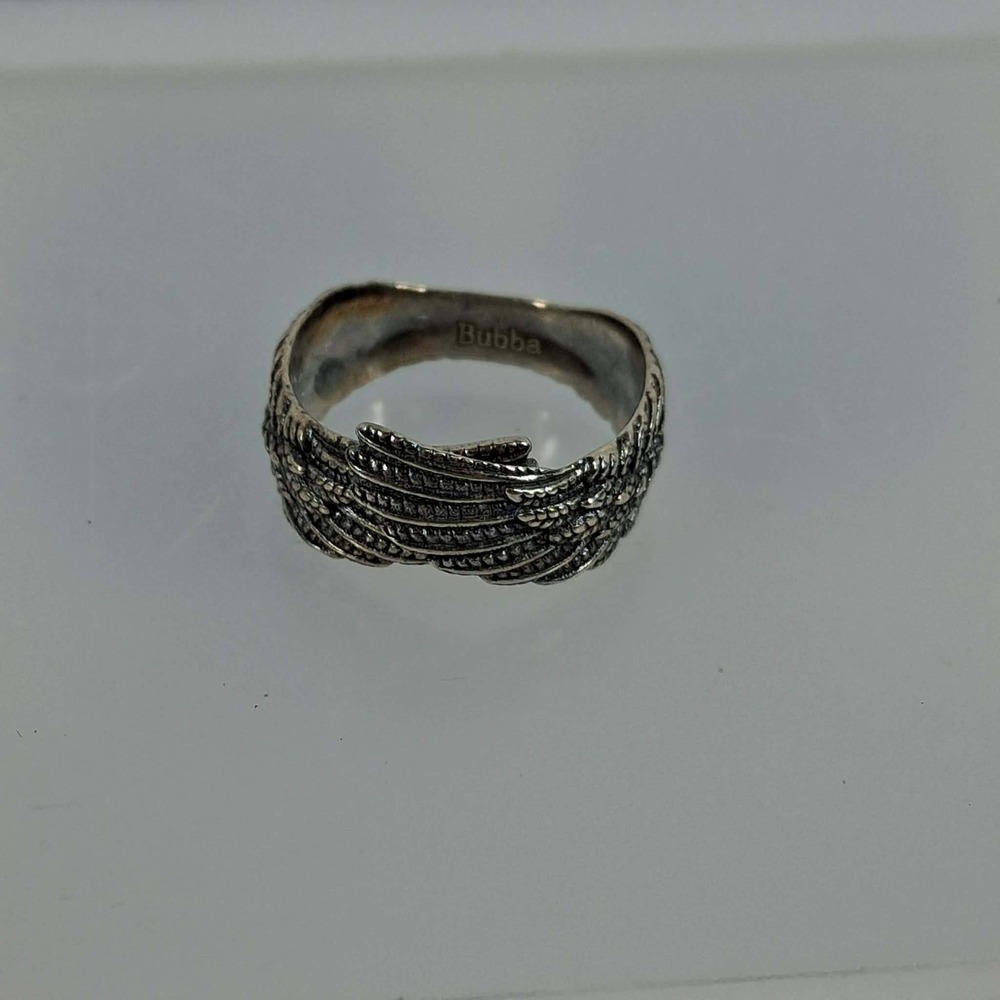 Sterling Silver 925 Angel Wing Wrap Ring Feather Band Engraved Bubba Adjustable